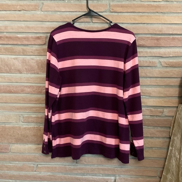 D&Co. Striped Cotton Long Sleeved Top Large - Picture 2 of 6
